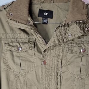 H&M Green Military Field Jacket with Structured Shoulders